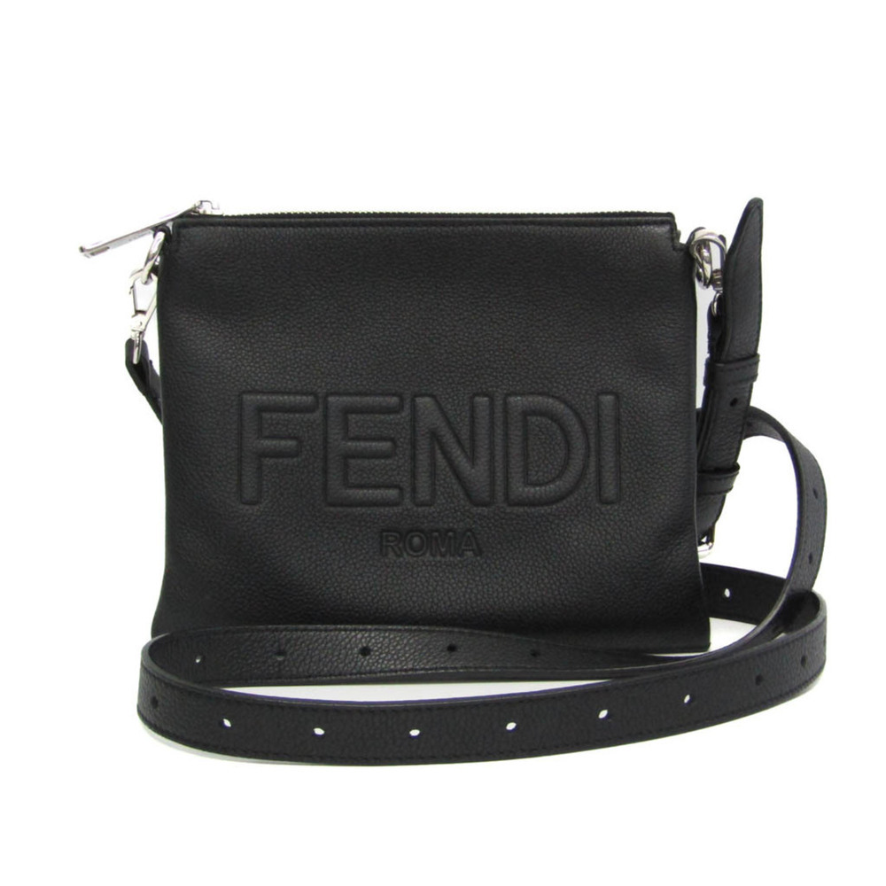 FENDI Black Leather Shoulder Bag